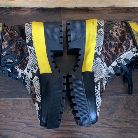 Faux snake and yellow accent combat boots size 11 - Picture 2 of 6